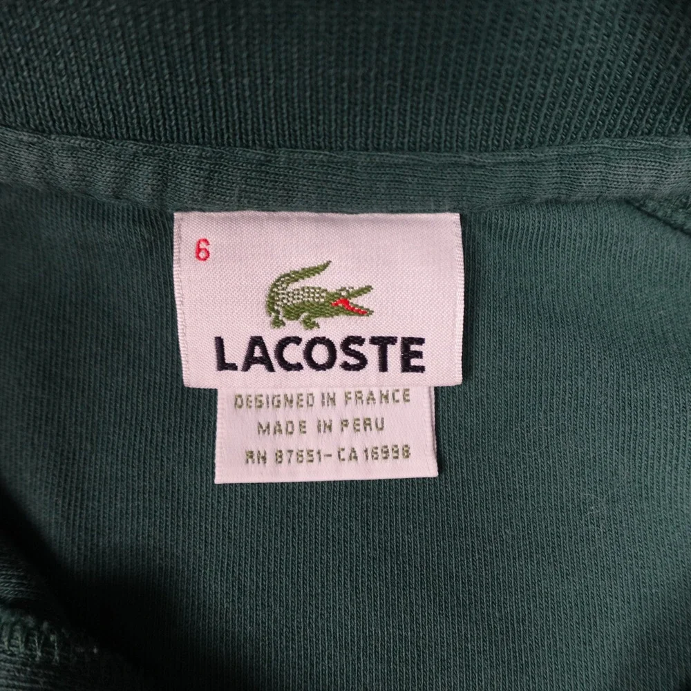 Lacoste Pullover Mens 6 Extra Large Green 1/4 Zip Mock Neck Cotton Crocodile